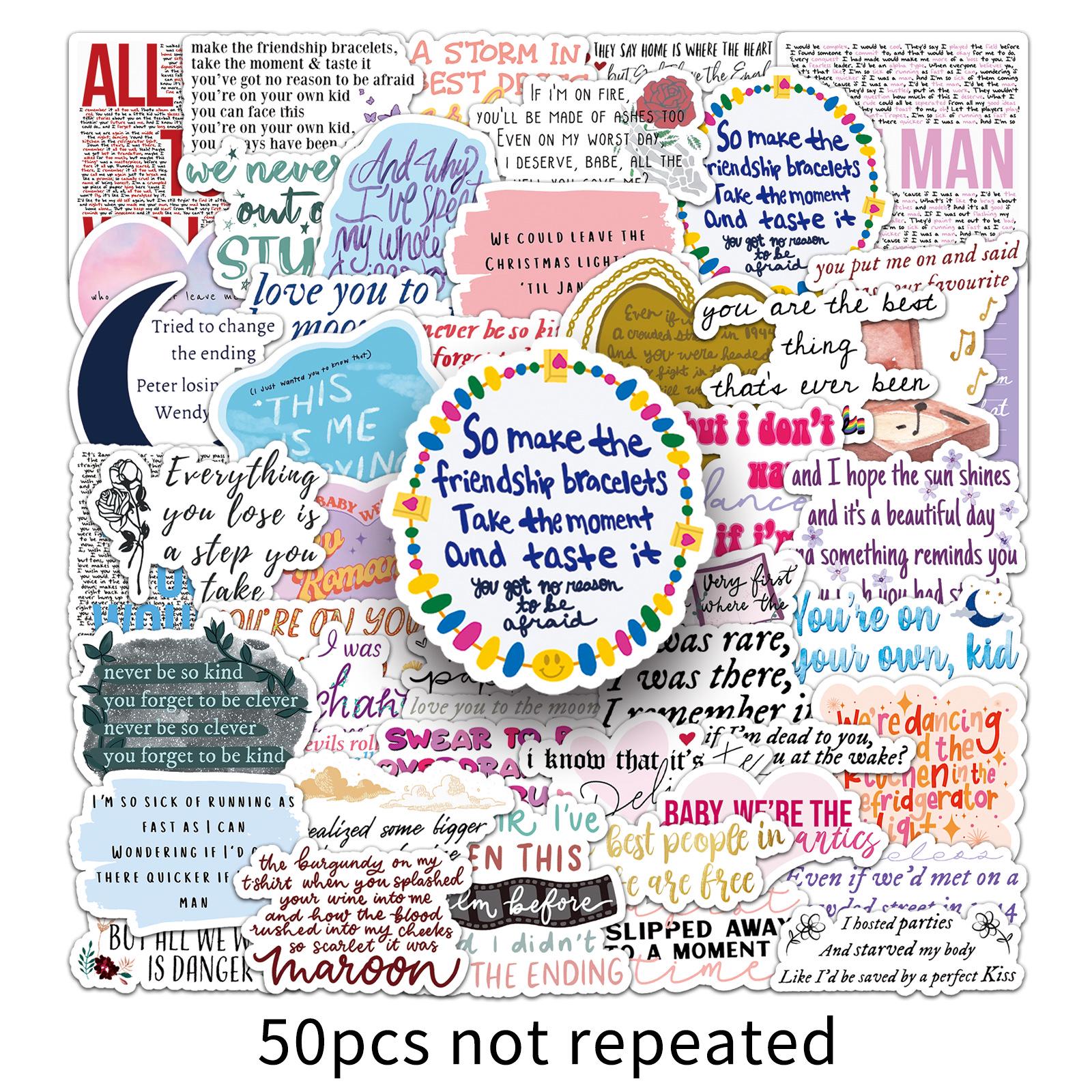 50 Taylor Swift Lyric Stickers - Waterproof Decorative Stationery
50 Taylor Swift Lyric Stickers - Waterproof Decorative Stationery