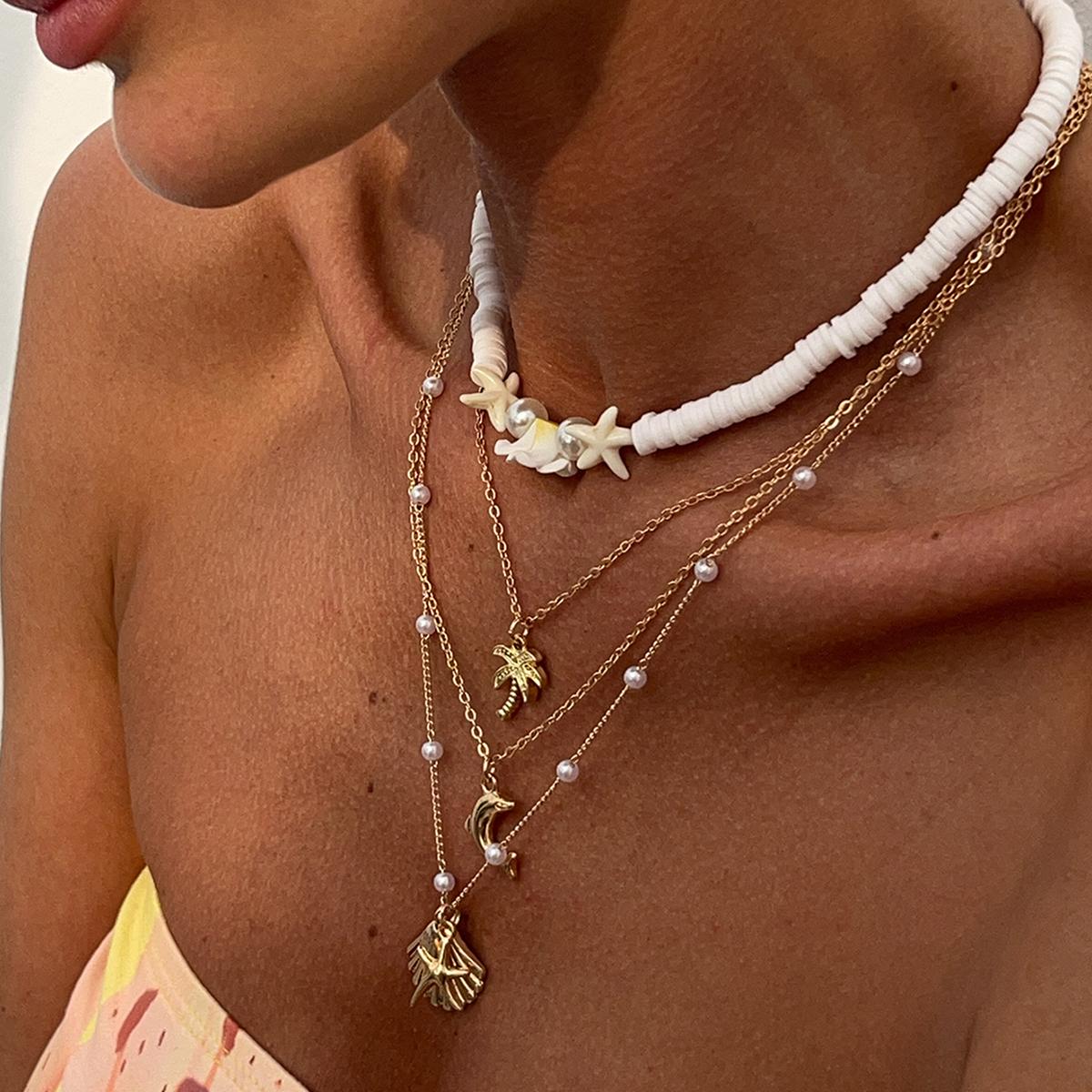SHIXIN 2Pcs/Set Starfish Scallop Coconut Tree Pendant Necklace Women Boho Multilayer Imitation Pearl Bead Chain Choker Necklace
SHIXIN 2Pcs/Set Starfish Scallop Coconut Tree Pendant Necklace Women Boho Multilayer Imitation Pearl Bead Chain Choker Necklace