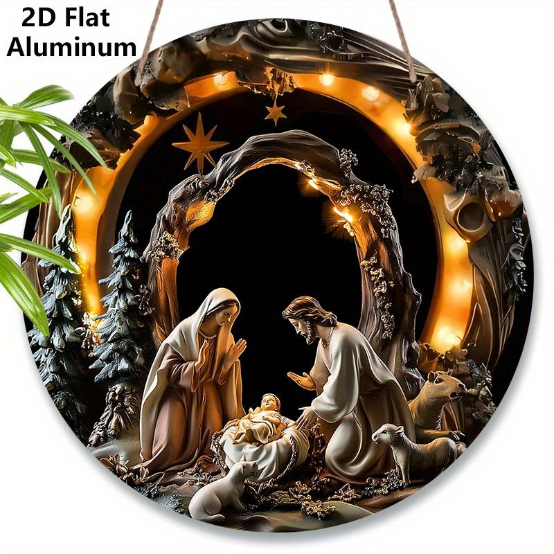 2D Flat Aluminium Nativity Christmas Sign - Holy Night Figurine Ornaments with Jesus - Aluminium Manger Sign - Ideal for Front Door, Wall, Porch 7.87×7.87inch
2D Flat Aluminium Nativity Christmas Sign - Holy Night Figurine Ornaments with Jesus - Aluminium Manger Sign - Ideal for Front Door, Wall, Porch 7.87×7.87inch