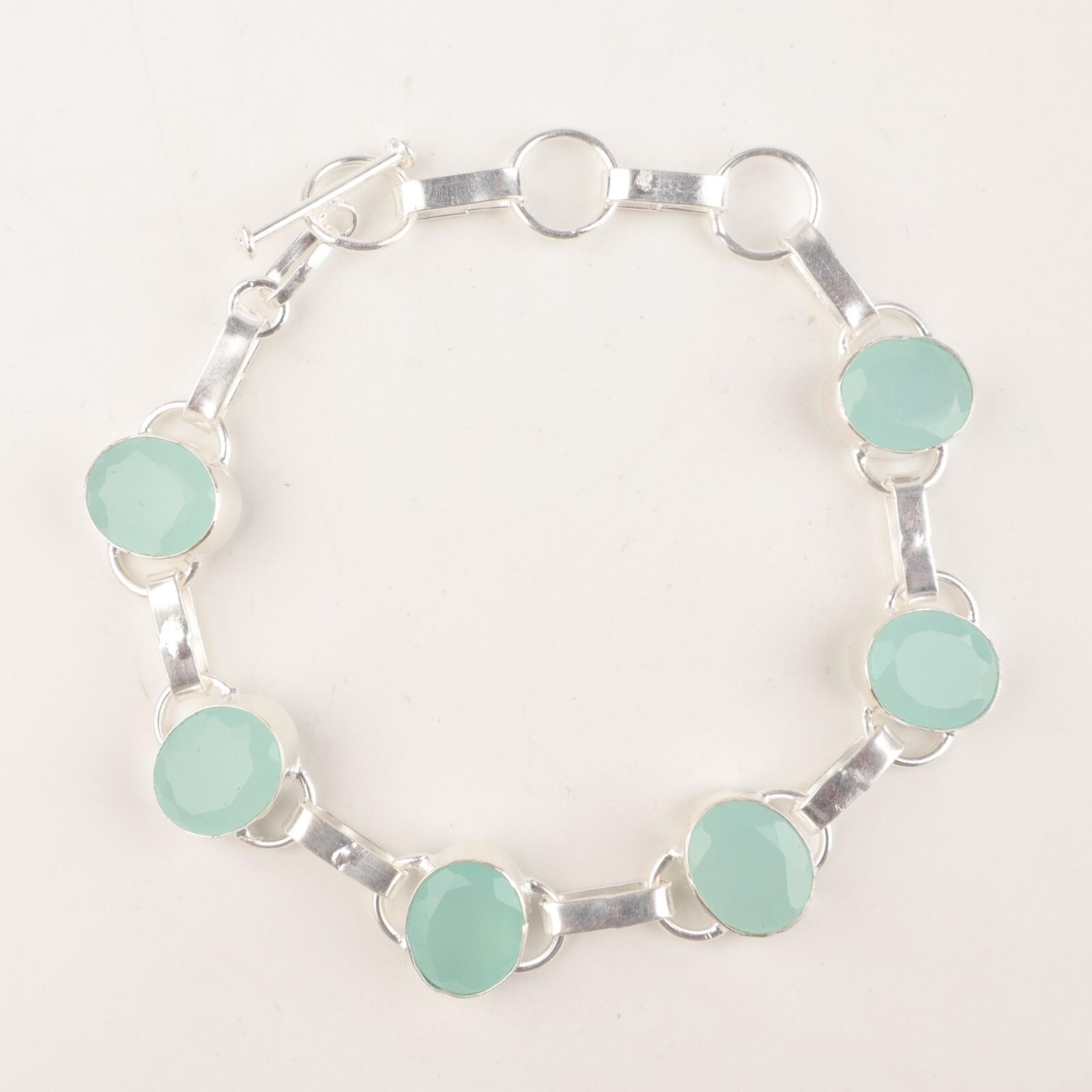 Aqua Chalcedony Gemstone 925 Sterling Silver Jewelry Handmade Women Bracelet 9 RB-6-13
Aqua Chalcedony Gemstone 925 Sterling Silver Jewelry Handmade Women Bracelet 9 RB-6-13