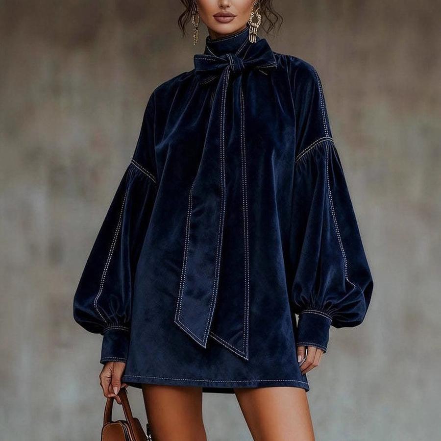 New Style French Velvet Bow Puff Sleeve Dress for Women XS синій
New Style French Velvet Bow Puff Sleeve Dress for Women XS синій