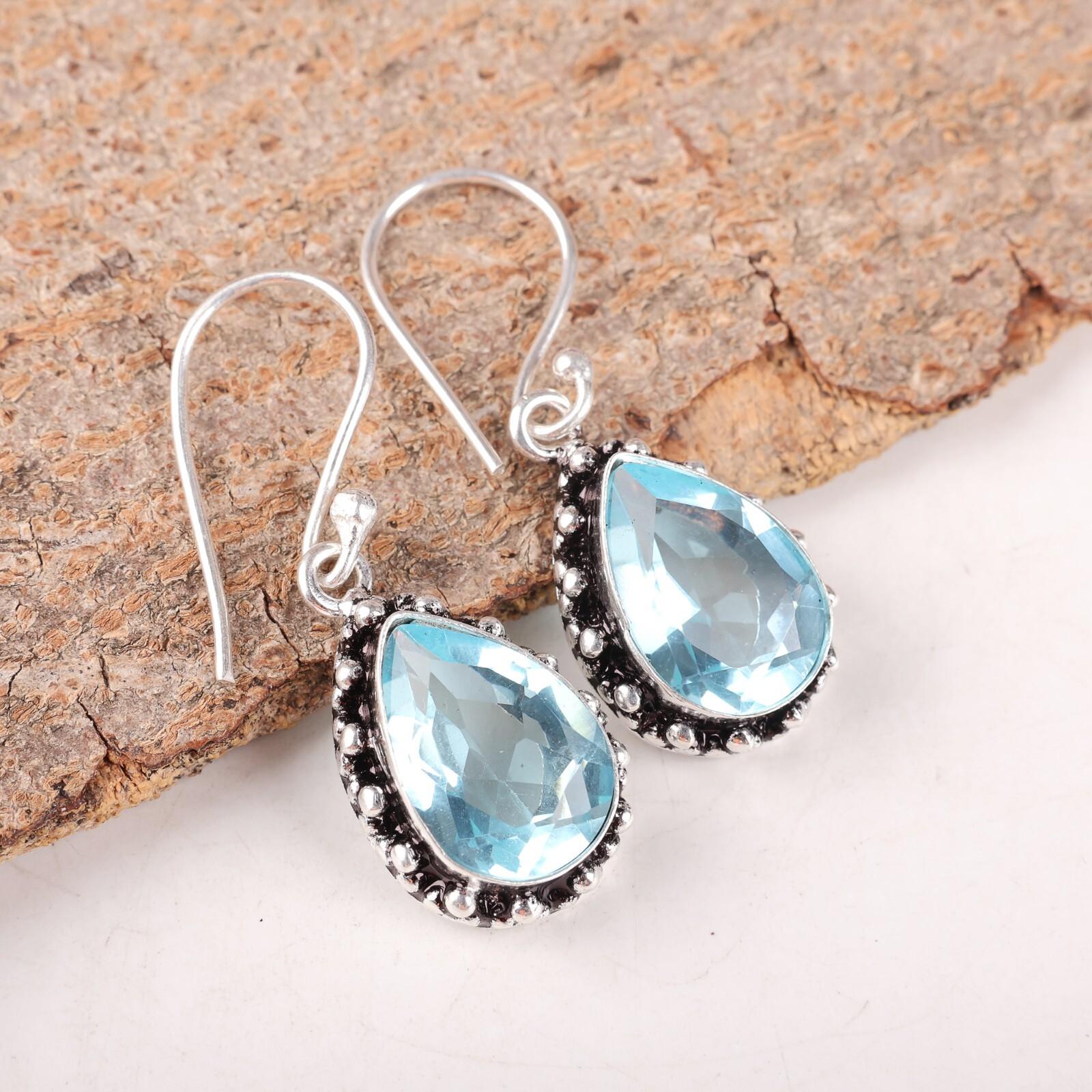Sky Blue Topaz Gemstone 925 Sterling Silver Handmade Drop/Dangle Earrings 1.41 EE-97-6
Sky Blue Topaz Gemstone 925 Sterling Silver Handmade Drop/Dangle Earrings 1.41 EE-97-6