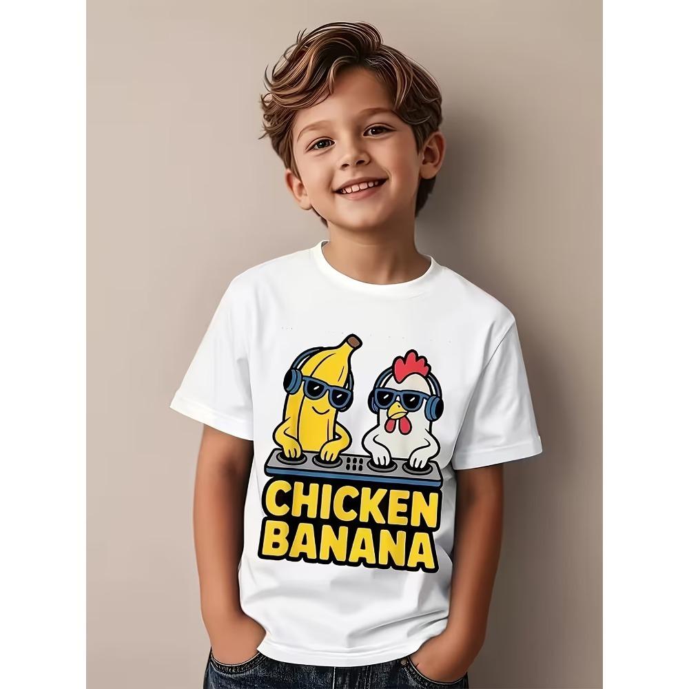 Summer Cartoon Chicken Banana Print Children s T-Shirt Crew Neck Kids Short Sleeve Casual Sports Fashion Boys Girls Clothes Tops 110
Summer Cartoon Chicken Banana Print Children s T-Shirt Crew Neck Kids Short Sleeve Casual Sports Fashion Boys Girls Clothes Tops 110