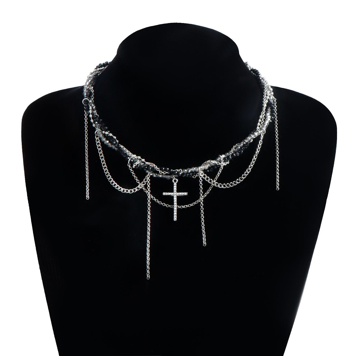 New Cross Pendant Beaded Necklace Women Boho Crystal Class Tassels Clavicle Chain Cool Choker Exquisite Fashion Jewelry
New Cross Pendant Beaded Necklace Women Boho Crystal Class Tassels Clavicle Chain Cool Choker Exquisite Fashion Jewelry