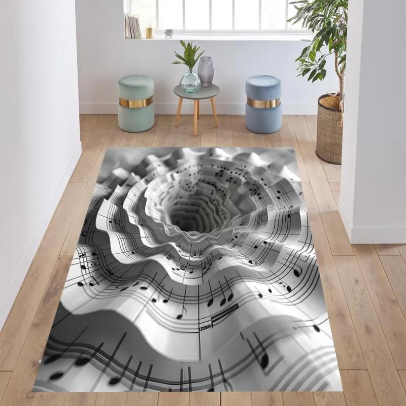 3D Musical Vortex Carpet, Dynamic Note & Symbol Swirl in Monochrome Print Rug, Hypnotic Flow Illusion Floor Mat for Music Room 40x60cm
3D Musical Vortex Carpet, Dynamic Note & Symbol Swirl in Monochrome Print Rug, Hypnotic Flow Illusion Floor Mat for Music Room 40x60cm