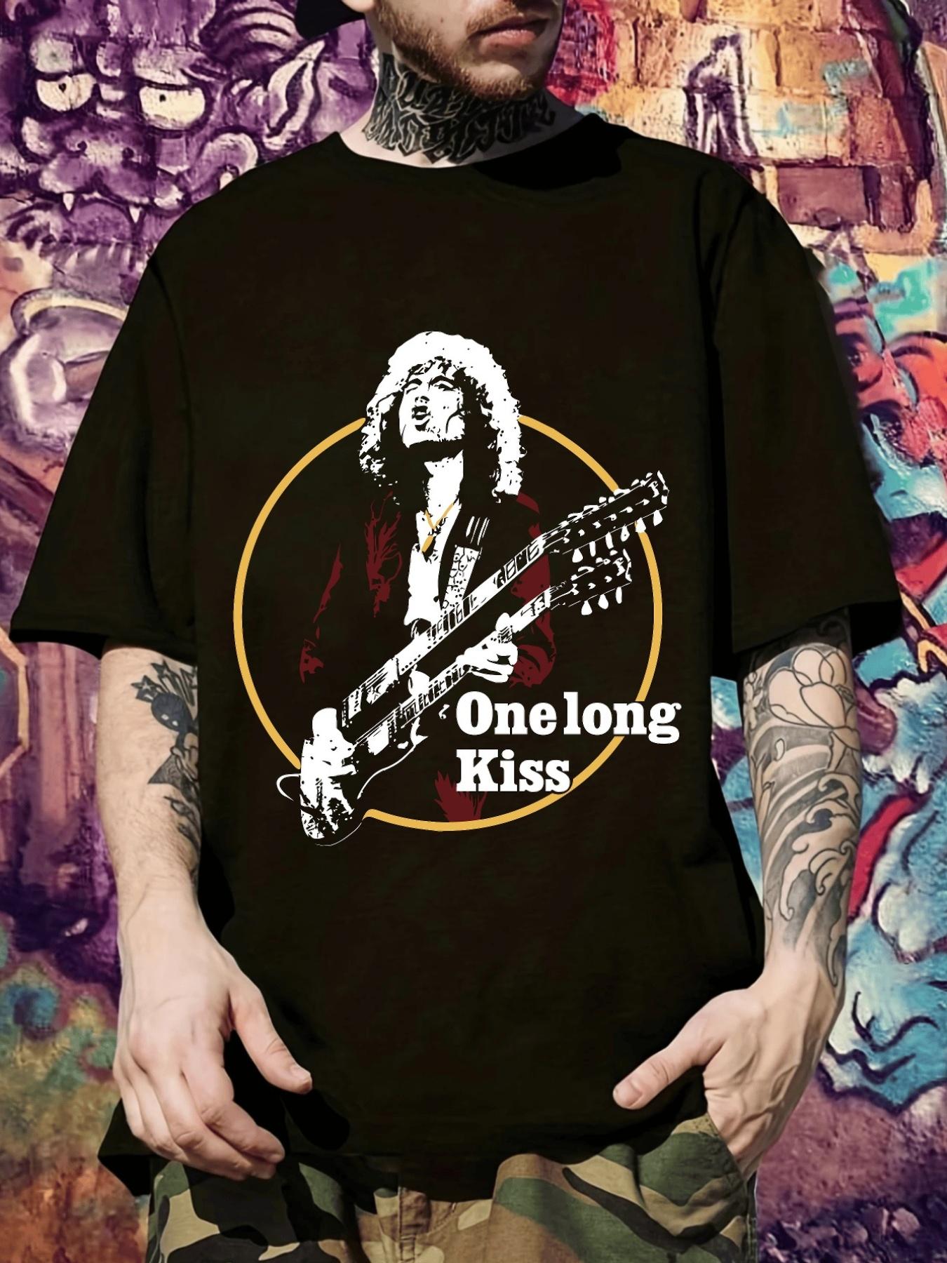 One Long Kiss Graphic T-shirt - Black Casual Short Sleeve Tee with Vibrant Orange & White Design L
One Long Kiss Graphic T-shirt - Black Casual Short Sleeve Tee with Vibrant Orange & White Design L