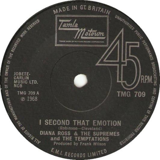7inch Record SUPREMES TEMPTATIONS I Second That Emotion TMG709 Tamla Motown 1969 UK SoulFunk Used
7inch Record SUPREMES TEMPTATIONS I Second That Emotion TMG709 Tamla Motown 1969 UK SoulFunk Used