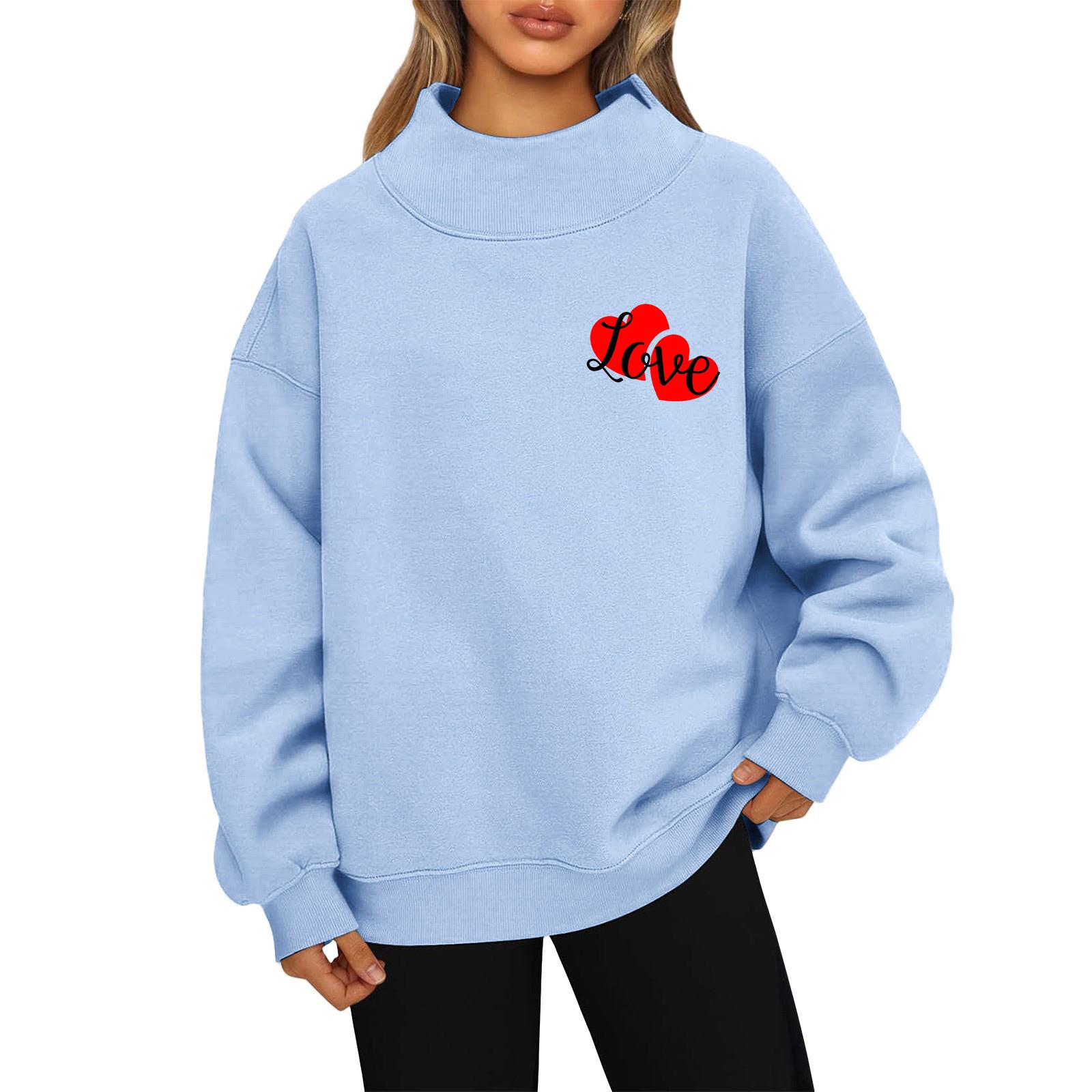 Women s Valentine s Day Print Fashion Loose High-Collar Long Sleeve Color Sweatshirt Pullover S
Women s Valentine s Day Print Fashion Loose High-Collar Long Sleeve Color Sweatshirt Pullover S
