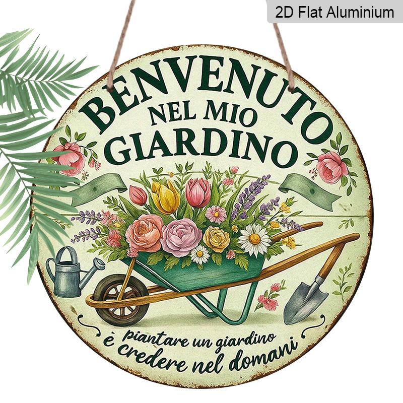2D Flat, 1pc 7.87x7.87 Inch Round Italian Aluminum Sign, Vintage Decorative Plaque with Welcome to My Garden Design, Garden Theme, Suitable for 1pc
2D Flat, 1pc 7.87x7.87 Inch Round Italian Aluminum Sign, Vintage Decorative Plaque with Welcome to My Garden Design, Garden Theme, Suitable for 1pc