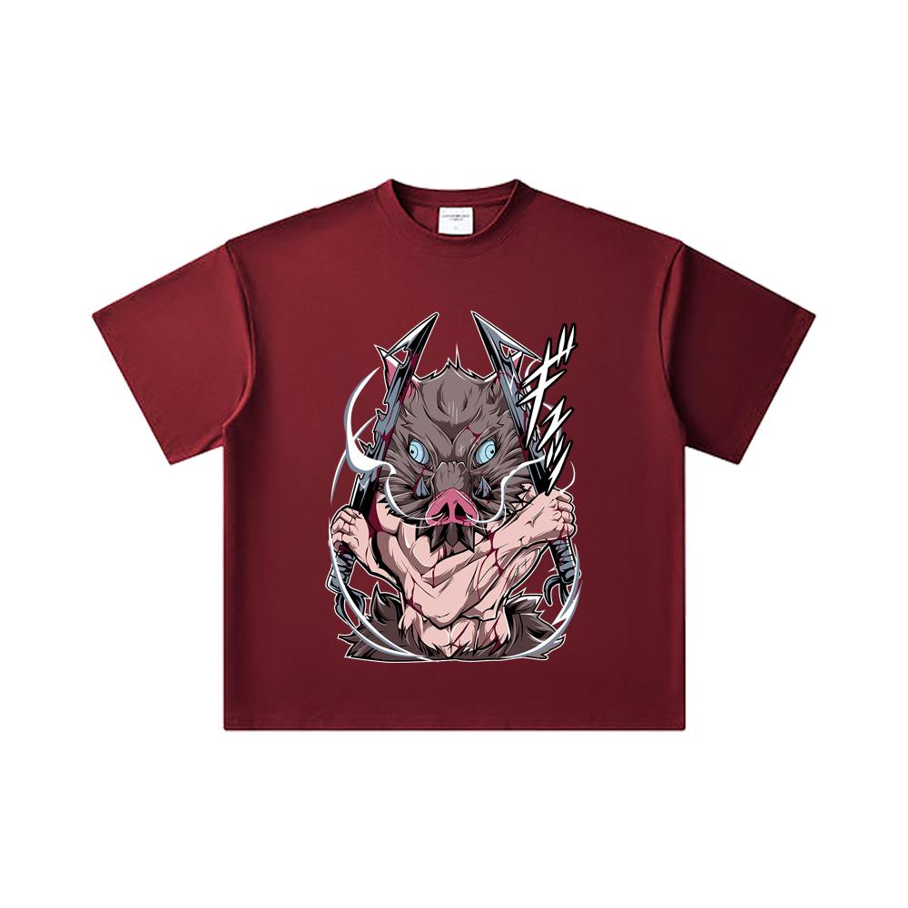 260 GSM Double Yarn 32 Count 100% Cotton Demon Slayer V4 Inosuke Print Unisex Heavy Cotton T Shirt 2XL вина червоного кольору
260 GSM Double Yarn 32 Count 100% Cotton Demon Slayer V4 Inosuke Print Unisex Heavy Cotton T Shirt 2XL вина червоного кольору
