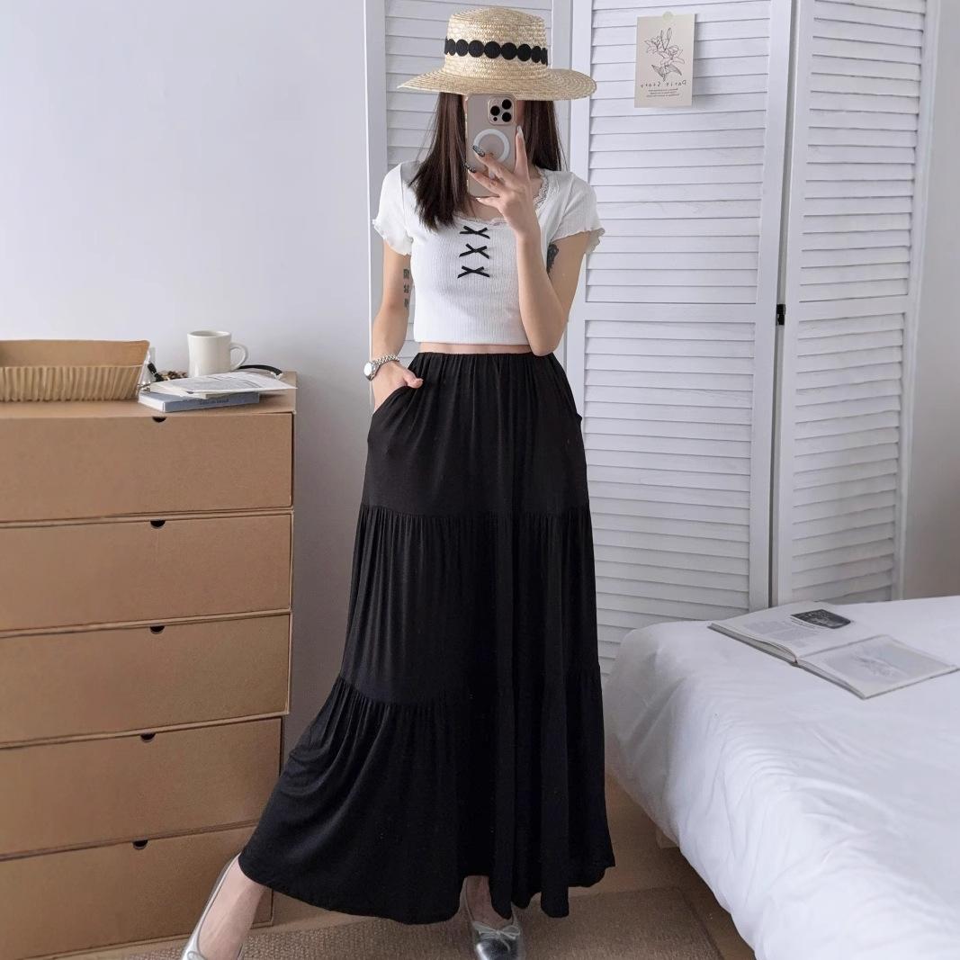 Summer Women s high waisted Tiered Skirt Soft Modal Long Skirts Slimming Flowy skirt Casual Fashion Versatile onesize чорний
Summer Women s high waisted Tiered Skirt Soft Modal Long Skirts Slimming Flowy skirt Casual Fashion Versatile onesize чорний