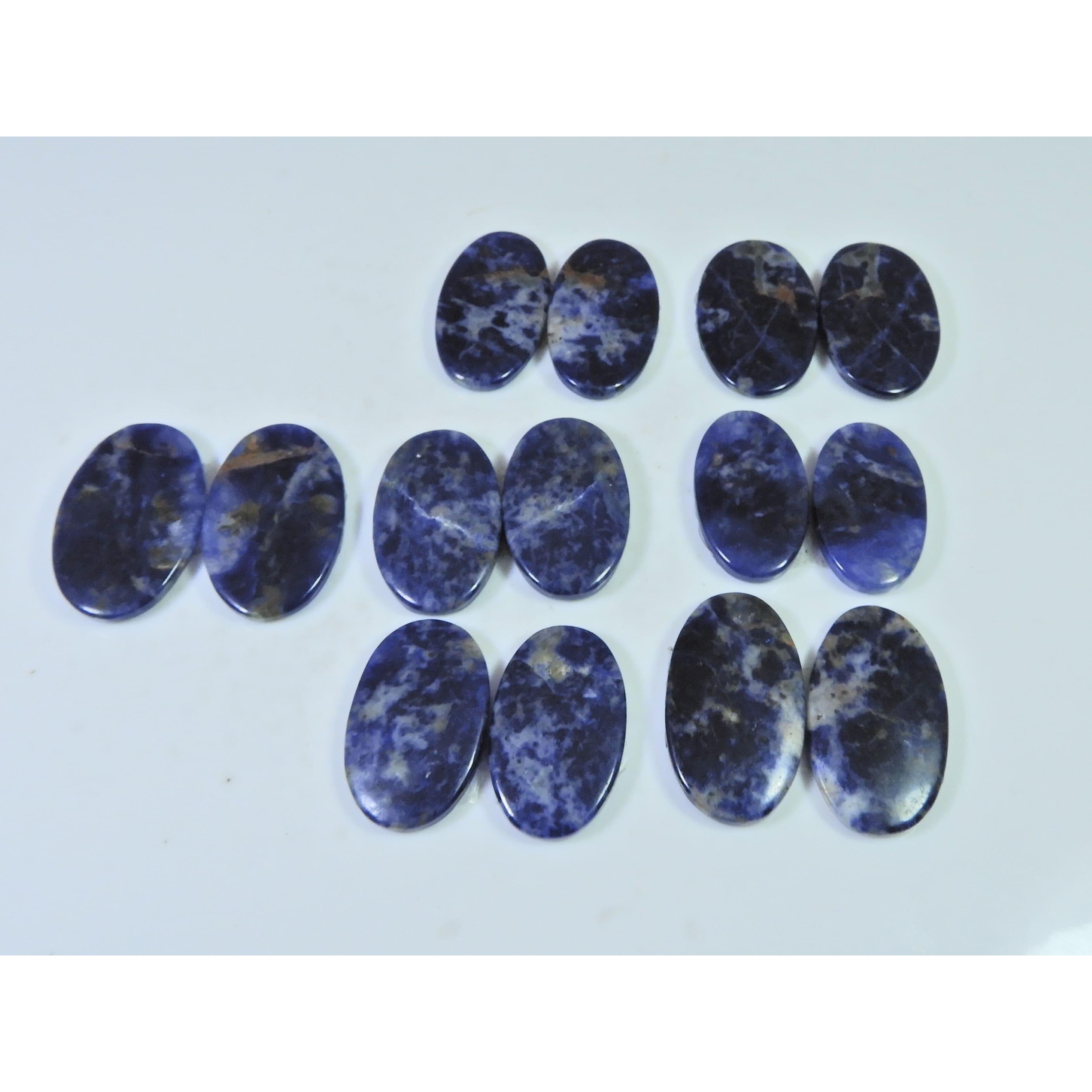 172Cts.Natural Sodalite Matched Pair Oval Cabochon Loose Gemstone 7 Pair Lot C-1518
172Cts.Natural Sodalite Matched Pair Oval Cabochon Loose Gemstone 7 Pair Lot C-1518