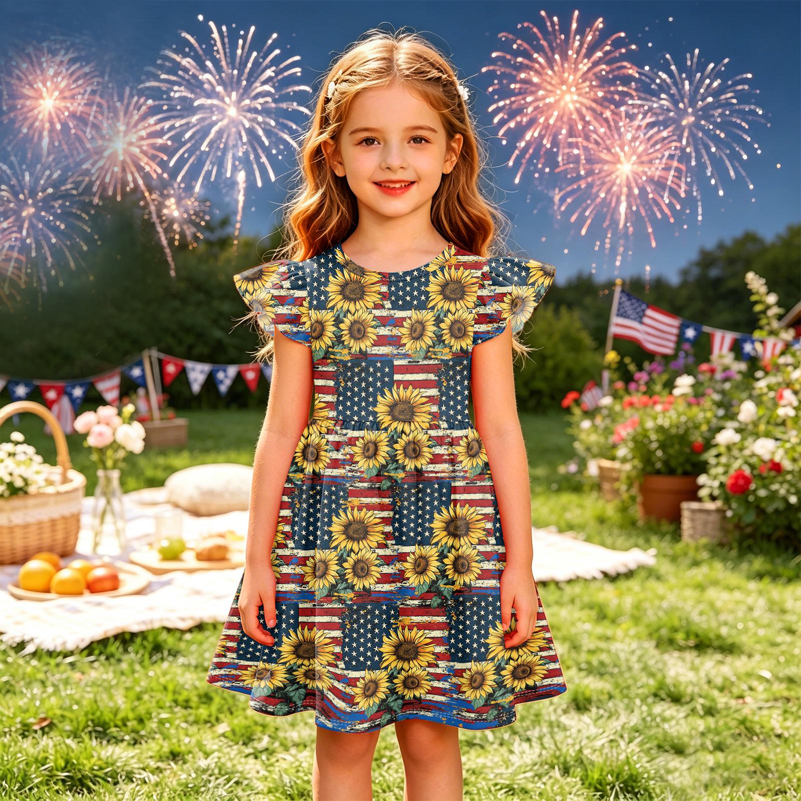 Girls Summer Princess Dress - A-Line T-Shirt Dress Independence Day 160
Girls Summer Princess Dress - A-Line T-Shirt Dress Independence Day 160