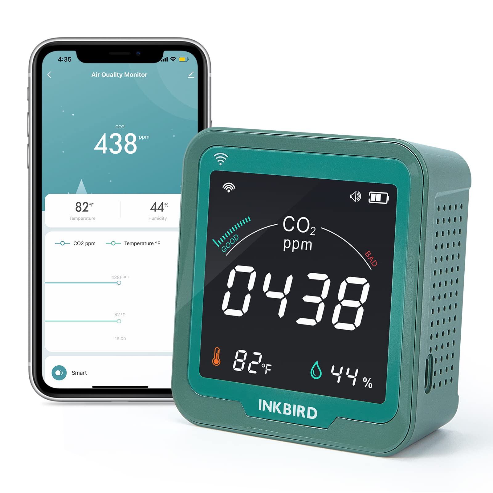 INKBIRD Carbon Dioxide Concentration Meter NDIR Method CO2 Measuring Instrument CO2 Sensor Carbon Dioxide Concentration Meter Relative Humidity CO2
INKBIRD Carbon Dioxide Concentration Meter NDIR Method CO2 Measuring Instrument CO2 Sensor Carbon Dioxide Concentration Meter Relative Humidity CO2