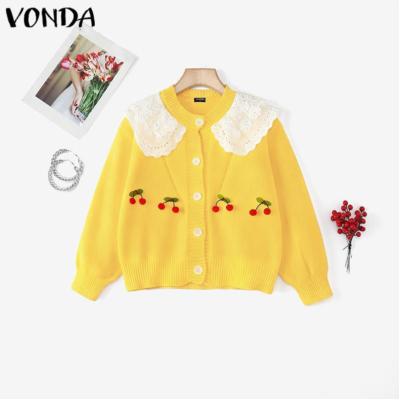 VONDA Oversized Women Long Sleeve Lace Splicing Casual Loose Knitted Sweaters One Size жовтий
VONDA Oversized Women Long Sleeve Lace Splicing Casual Loose Knitted Sweaters One Size жовтий