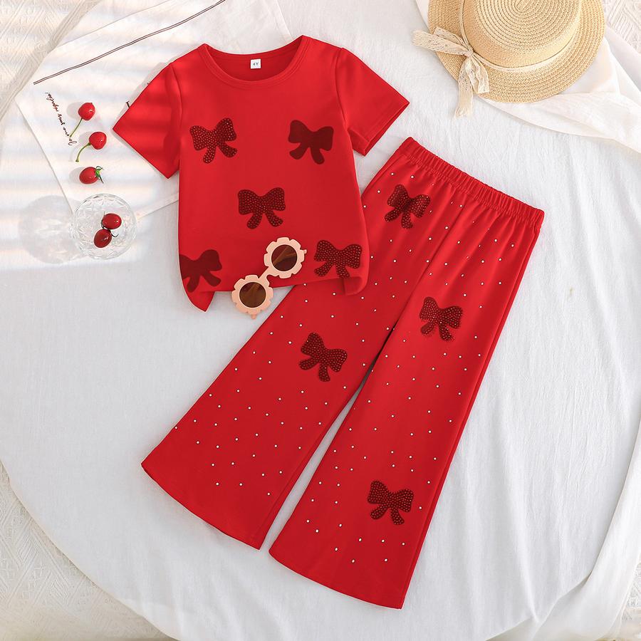 Girls Toddler Summer Short Sleeve Heart Print Shiny Diamond T-Shirt + Pants Set, Korean Style Children s Outfit 8Y червоний
Girls Toddler Summer Short Sleeve Heart Print Shiny Diamond T-Shirt + Pants Set, Korean Style Children s Outfit 8Y червоний