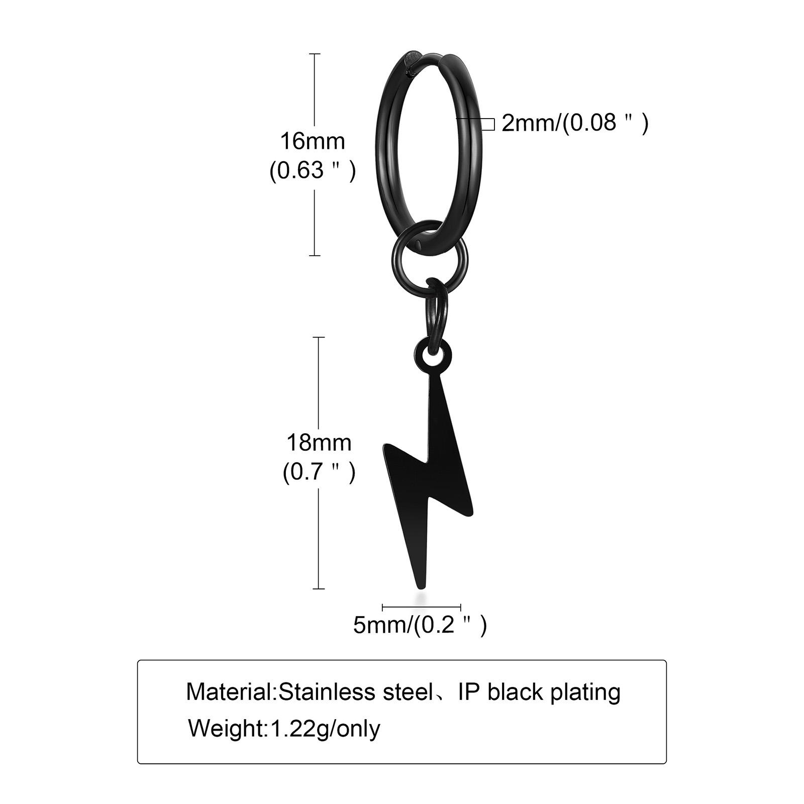 Black Lightning Bolt Huggie Hoop Earrings,Stainless Steel Lightning Earrings
Black Lightning Bolt Huggie Hoop Earrings,Stainless Steel Lightning Earrings