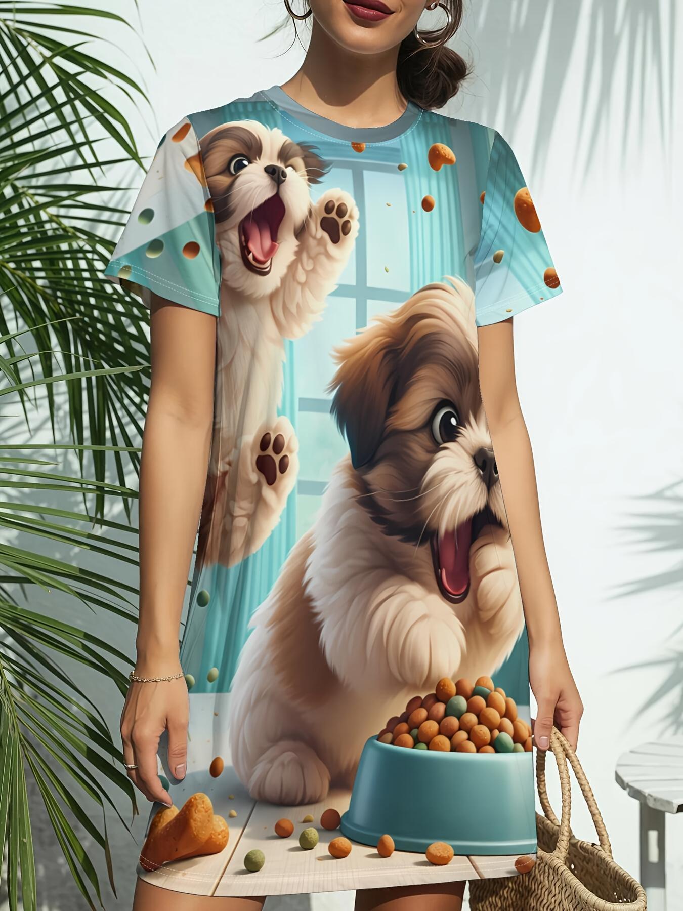 Dog Kitchen Art Print New Women S Round Neck Short Sleeve T-Shirt Dress. American Style Trendy Digital Print. Versatile for Spring And Summer Casual W XS дубильная кора
Dog Kitchen Art Print New Women S Round Neck Short Sleeve T-Shirt Dress. American Style Trendy Digital Print. Versatile for Spring And Summer Casual W XS дубильная кора