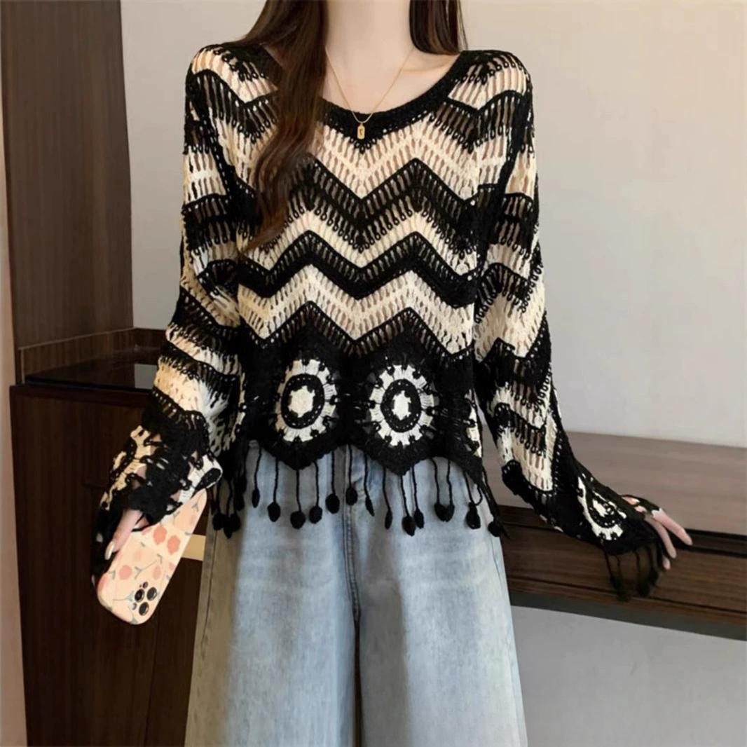 Ретро-футляр с V-образным вырезом во французском стиле, контрастный полосатый дизайн с кисточками, длинные рукава, подчеркивающие стиль вестерн, в комплекте с солнцезащитным чехлом One Size чёрный
Ретро-футляр с V-образным вырезом во французском стиле, контрастный полосатый дизайн с кисточками, длинные рукава, подчеркивающие стиль вестерн, в комплекте с солнцезащитным чехлом One Size чёрный