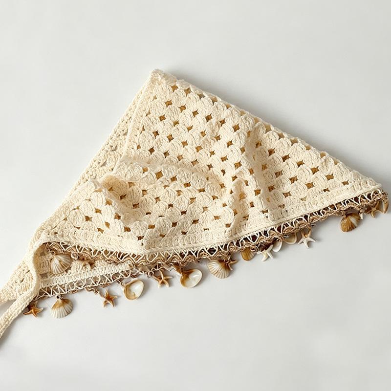 Handmade Crochet Hollow Triangle Bandana Seashell Tassels Bohemian Style Head Scarf for Women Beach Vacation Sun Hat Decoration 1pcs pack бежевий
Handmade Crochet Hollow Triangle Bandana Seashell Tassels Bohemian Style Head Scarf for Women Beach Vacation Sun Hat Decoration 1pcs pack бежевий
