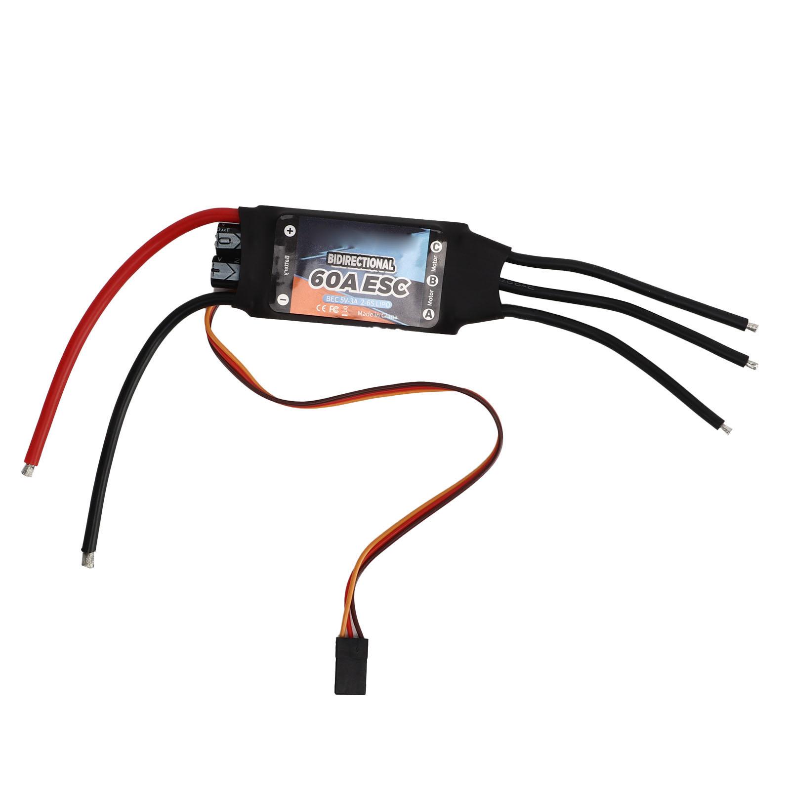 Black 60A Bidirectional Brushless ESC Rapid Response Brushless Electric Speed Controller for RC Car
Black 60A Bidirectional Brushless ESC Rapid Response Brushless Electric Speed Controller for RC Car