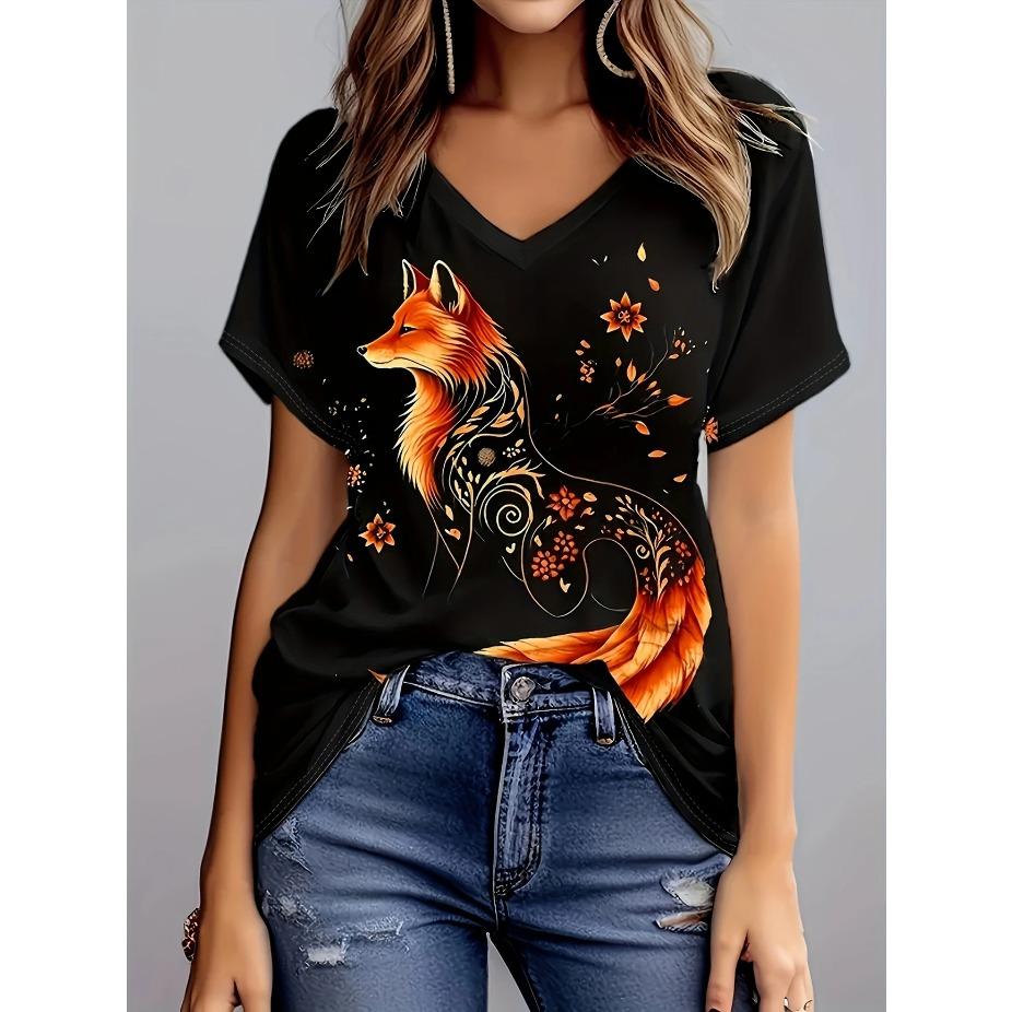 Trendy Fox Tee Breathable Plus Size Women s Fox & Floral Print V-Neck T-Shirt Everyday Comfort, Artistic Design XS зелений
Trendy Fox Tee Breathable Plus Size Women s Fox & Floral Print V-Neck T-Shirt Everyday Comfort, Artistic Design XS зелений