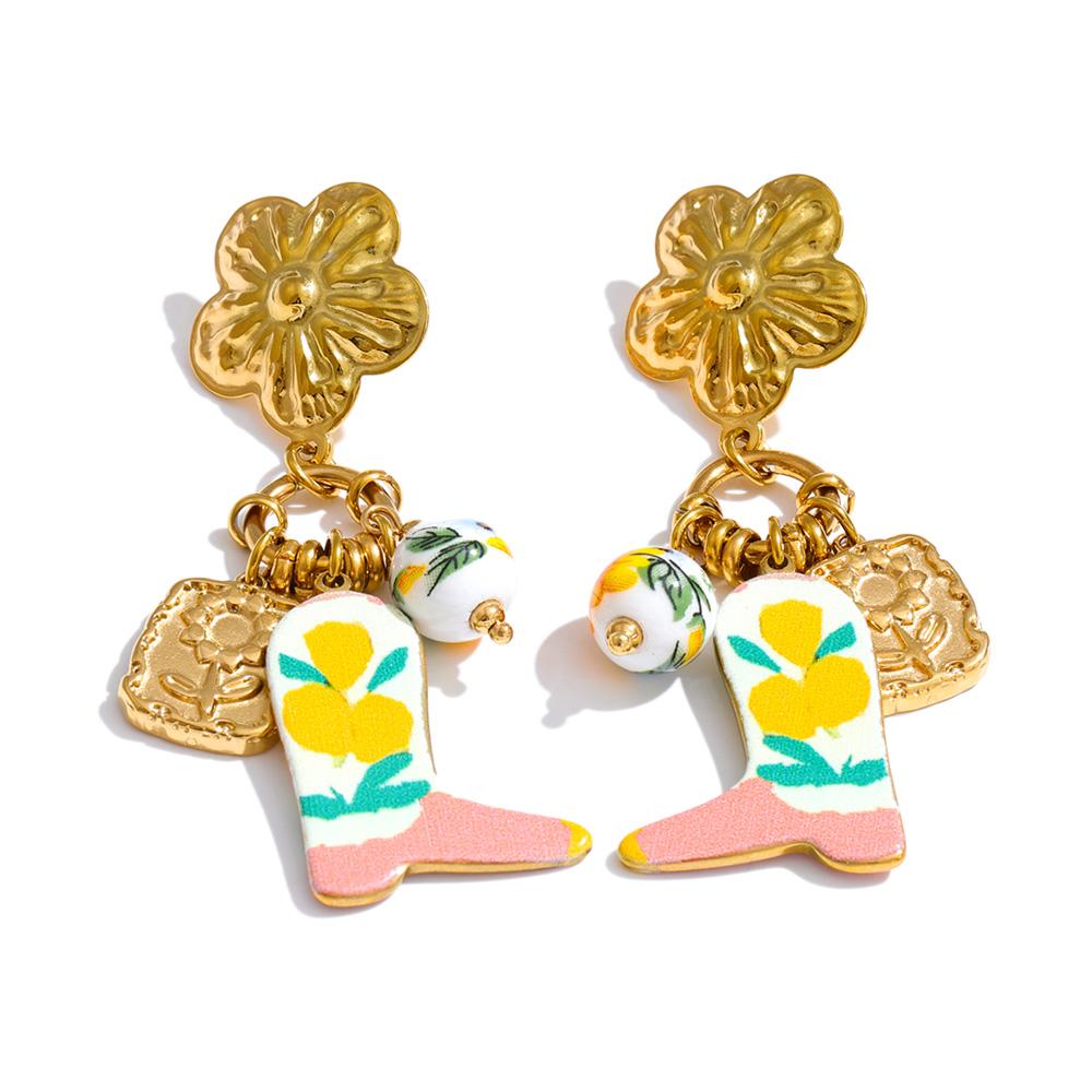 Yhpup Stainless Steel Ceramic Flower Shoes Drop Charm Earrings Spring Summer Creative Handmade Jewelry 2026 18K Gold PVD Plated
Yhpup Stainless Steel Ceramic Flower Shoes Drop Charm Earrings Spring Summer Creative Handmade Jewelry 2026 18K Gold PVD Plated