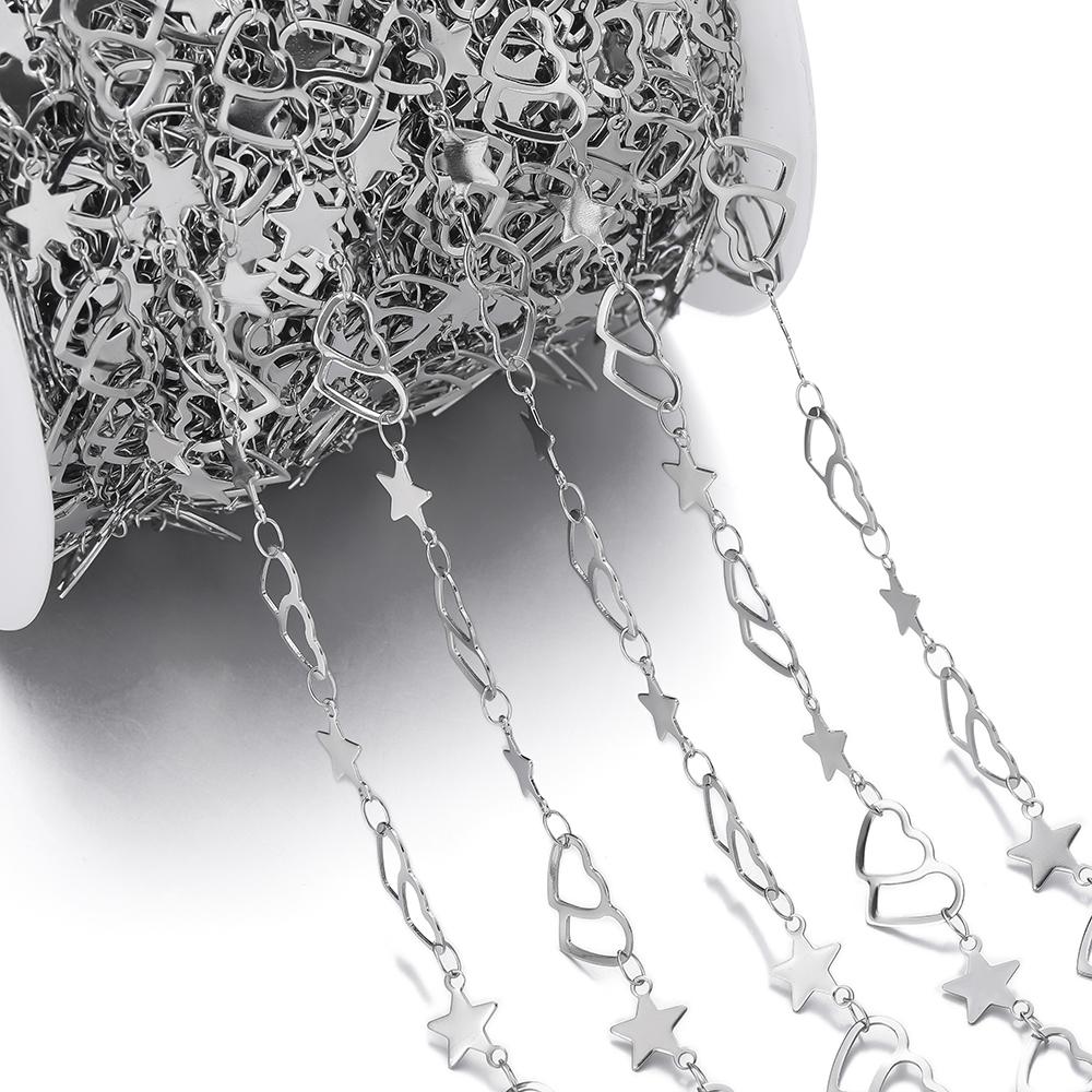 1meter Golden Stainless Steel Hollow Heart Star Link Chain for Handmade DIY Jewelry Making Necklace Bracelet Choker Accessories
1meter Golden Stainless Steel Hollow Heart Star Link Chain for Handmade DIY Jewelry Making Necklace Bracelet Choker Accessories
