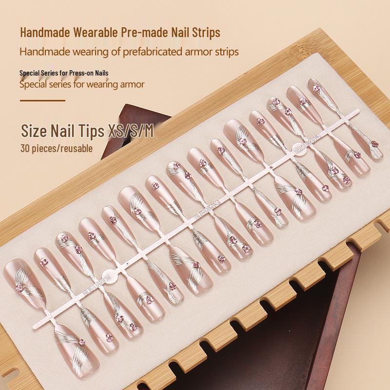 Cat Eye Ribbon Rhinestone Handmade Nail Art Strips - TikTok Trendy Wearable Fake Nails 
Cat Eye Ribbon Rhinestone Handmade Nail Art Strips - TikTok Trendy Wearable Fake Nails