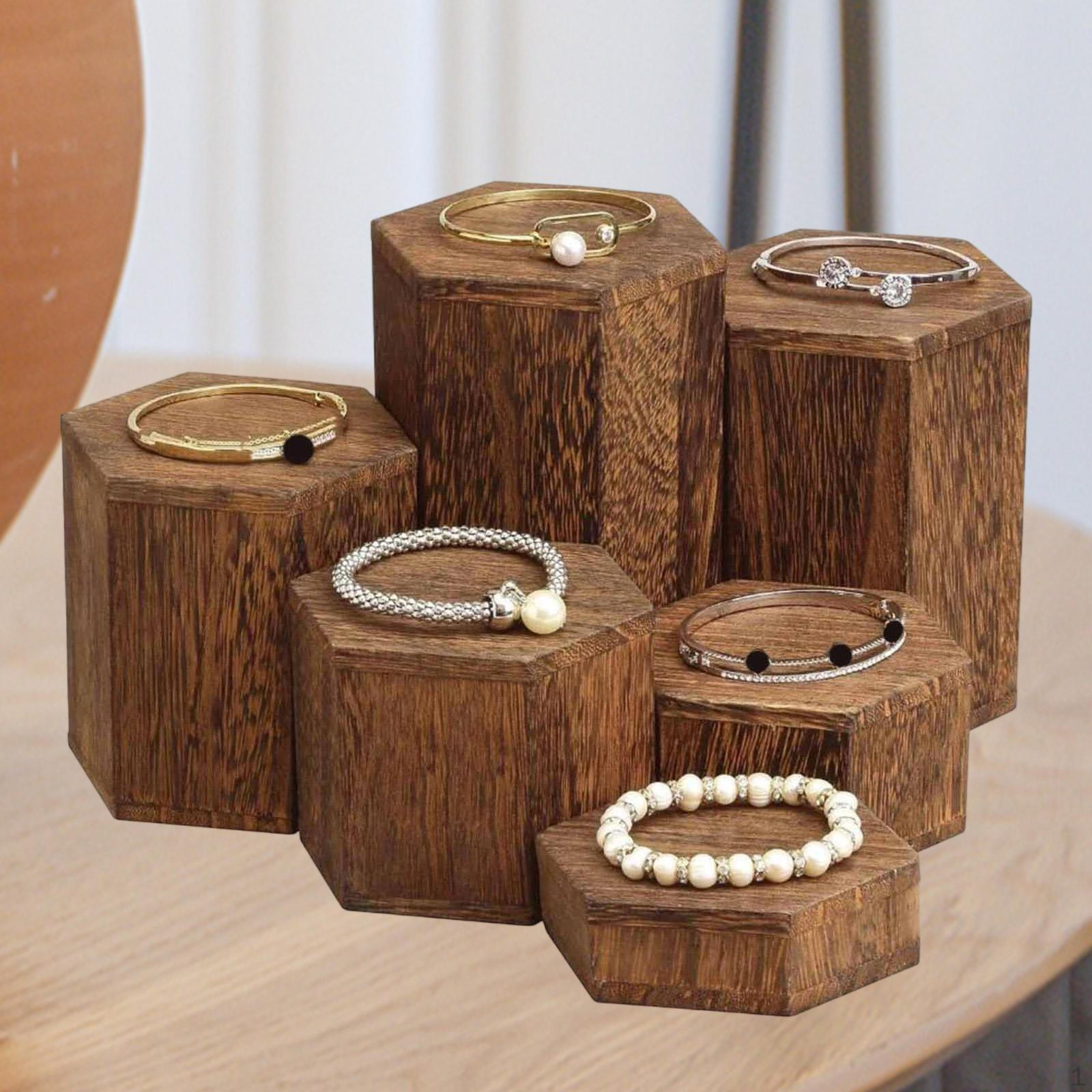 6Pcs Wooden Hexagon Display Stands Conutertop Desktop Perfume Holders Jewelry Racks for Candy Men Charcoal Color
6Pcs Wooden Hexagon Display Stands Conutertop Desktop Perfume Holders Jewelry Racks for Candy Men Charcoal Color