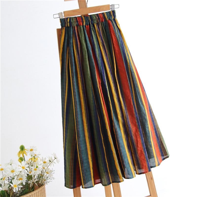 Japanese Mori Girl Women Midi Skirt High Waist Colorful Striped Jupe Femme Longo Elegant Vintage Cotton Linen Skirts Womens 2XL
Japanese Mori Girl Women Midi Skirt High Waist Colorful Striped Jupe Femme Longo Elegant Vintage Cotton Linen Skirts Womens 2XL