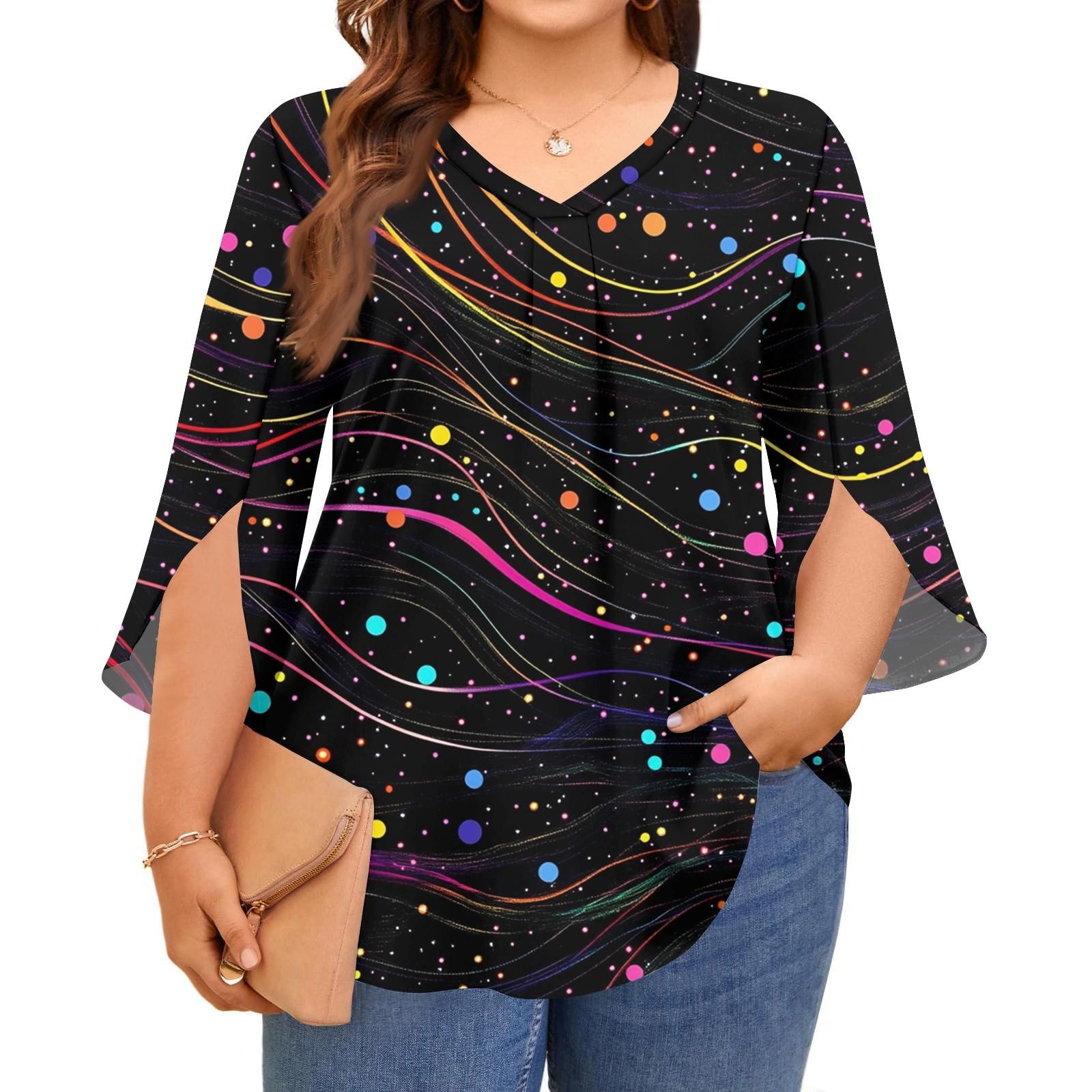 Women s Printing V-neck Plus Size Tops 3/4 Sleeves Elegant Shirt Tops L чорний
Women s Printing V-neck Plus Size Tops 3/4 Sleeves Elegant Shirt Tops L чорний