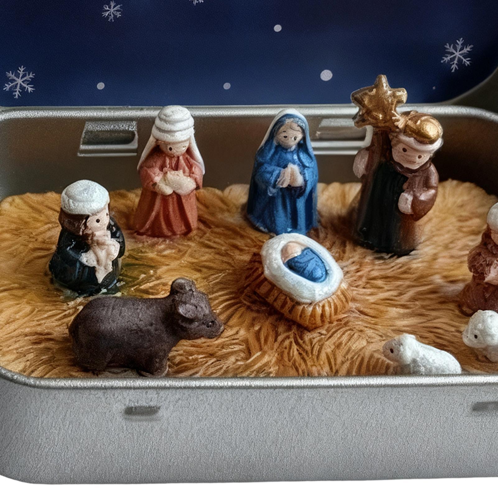 Mini Christmas Nativity Scene Ornament Set In Tin Box Handmade Pocket Bethlehem Scene Holy Religious Christmas Decorations CN
Mini Christmas Nativity Scene Ornament Set In Tin Box Handmade Pocket Bethlehem Scene Holy Religious Christmas Decorations CN