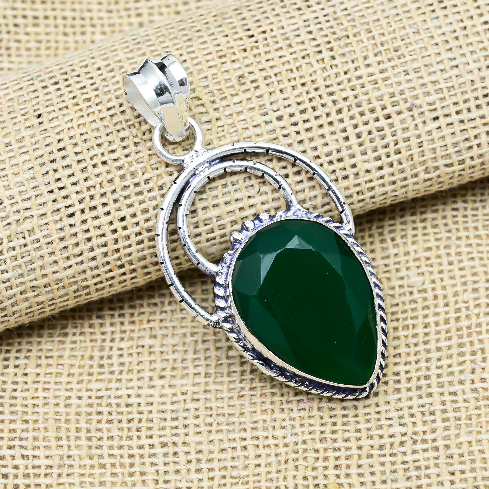 Green Onyx Gemstone Handmade 925 Sterling Silver Jewelry Pendant Gift For Women 1.96 Inches зелений
Green Onyx Gemstone Handmade 925 Sterling Silver Jewelry Pendant Gift For Women 1.96 Inches зелений