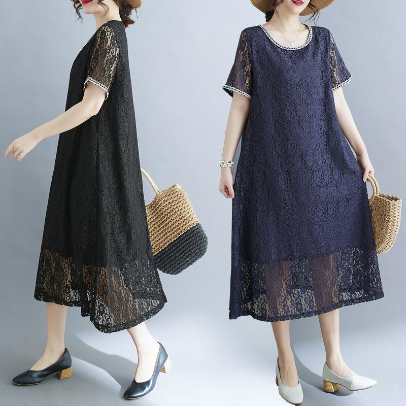 2025 Summer New Korean Style plus Size Slimming Lace Neckline Lace Short Sleeve Dress 2XL чорний
2025 Summer New Korean Style plus Size Slimming Lace Neckline Lace Short Sleeve Dress 2XL чорний