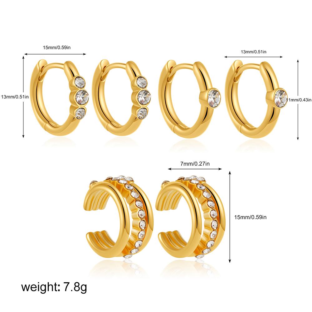 3pcs Stainless Steel Round Circle Ring Huggie Hoop Earrings Set for Women Minimalist Vintage CZ Zirconia Earring Luxury Zircon
3pcs Stainless Steel Round Circle Ring Huggie Hoop Earrings Set for Women Minimalist Vintage CZ Zirconia Earring Luxury Zircon