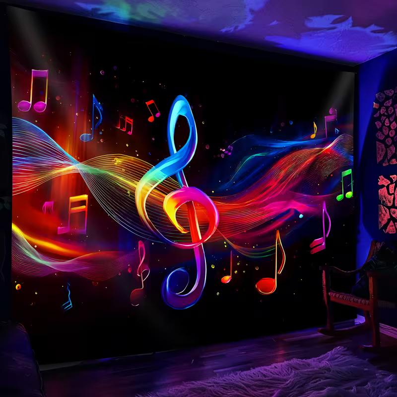 2D Glowing Rainbow Music Tapestry Neon Treble Clef Black Background 47.2x31.5inch/120*80cm
2D Glowing Rainbow Music Tapestry Neon Treble Clef Black Background 47.2x31.5inch/120*80cm