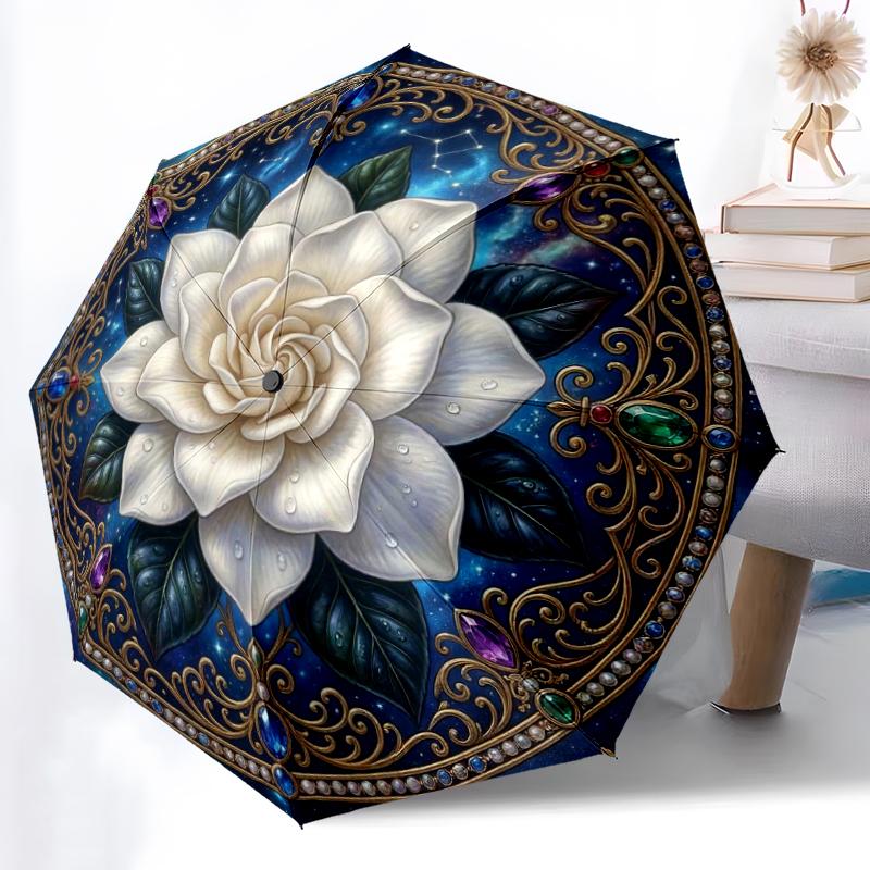 1pc Sturdy 8-Bone Auto Umbrella, Golden Peony Ornate Floral Umbrella, Digital Printed, Foldable Umbrella for On-the-Go Outdoor Use
1pc Sturdy 8-Bone Auto Umbrella, Golden Peony Ornate Floral Umbrella, Digital Printed, Foldable Umbrella for On-the-Go Outdoor Use