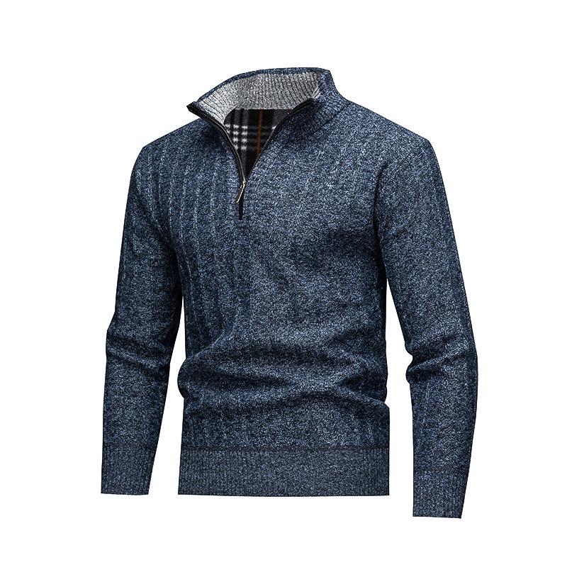 European & American Stand Collar Half-Zip Knit Pullover: Solid Color Long Sleeve Slim Fit Versatile Sweater L сірий колір/синій
European & American Stand Collar Half-Zip Knit Pullover: Solid Color Long Sleeve Slim Fit Versatile Sweater L сірий колір/синій
