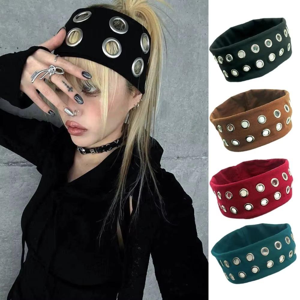 Metal Rock Studded Headbands Hair Accessory Hollow Eyelets Hair Bands wine red style 1
Metal Rock Studded Headbands Hair Accessory Hollow Eyelets Hair Bands wine red style 1