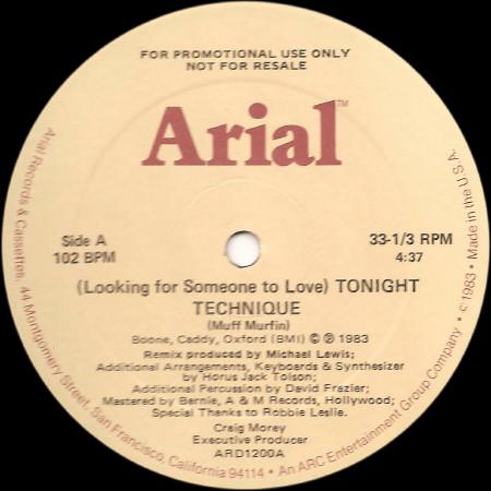 12inch Record TECHNIQUE - (Looking For Someone To Love) Tonig ARD1200 Arial 1983 US Dance & Electronica Used
12inch Record TECHNIQUE - (Looking For Someone To Love) Tonig ARD1200 Arial 1983 US Dance & Electronica Used