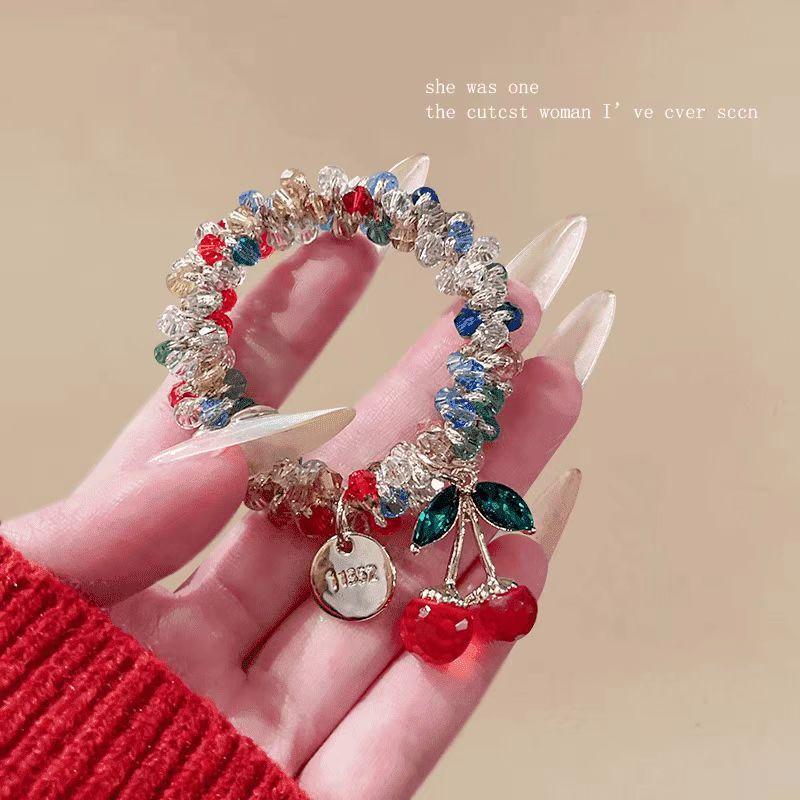 Color temperament bracelet hair band headband girlfriend hair rope cherry rubber band ponytail holder for women
Color temperament bracelet hair band headband girlfriend hair rope cherry rubber band ponytail holder for women