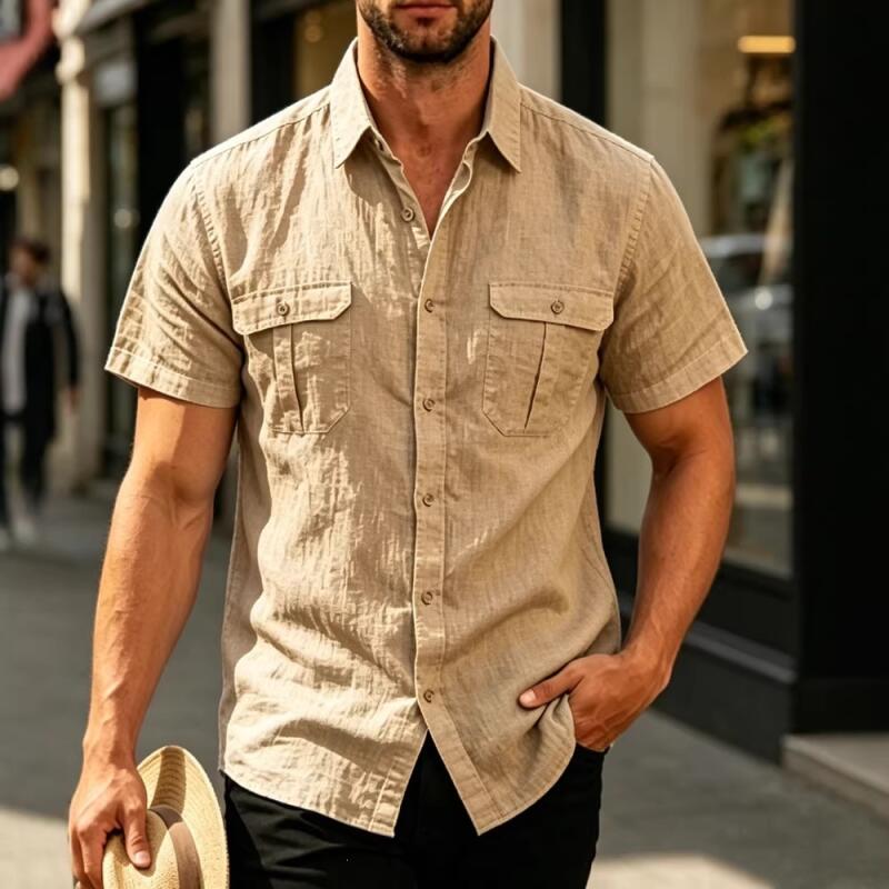 Men Casual Breathable Linen Button Down Short Sleeve Shirts Lapel Collar Dual Chest Pocket Loose Fit Commute Beach Vacation Business Fashion Male Tops L хакі
Men Casual Breathable Linen Button Down Short Sleeve Shirts Lapel Collar Dual Chest Pocket Loose Fit Commute Beach Vacation Business Fashion Male Tops L хакі