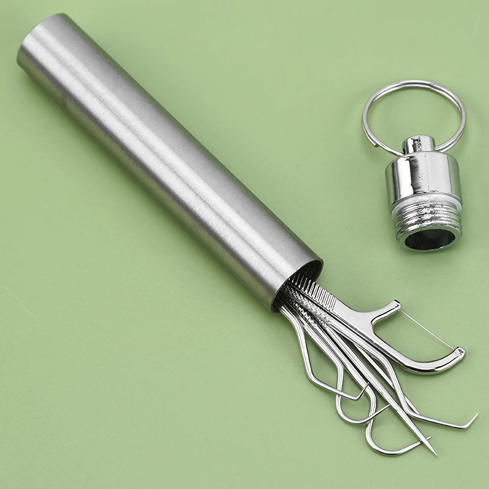 Stainless Steel Set, Portable Toothpicks Pocket Pick Toothpicks Kit With Keychain Tooth Reusable Floss Metal Cleaning Holder
Stainless Steel Set, Portable Toothpicks Pocket Pick Toothpicks Kit With Keychain Tooth Reusable Floss Metal Cleaning Holder
