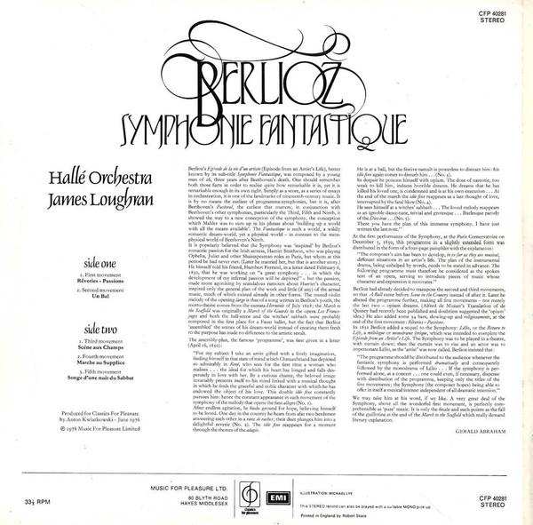 LP Record HECTOR BERLIOZ, HALLÉ ORCHESTRA, JA - Symphonie Fantastique CFP40281 Classics For Pl 1978 UK Classical Used
LP Record HECTOR BERLIOZ, HALLÉ ORCHESTRA, JA - Symphonie Fantastique CFP40281 Classics For Pl 1978 UK Classical Used