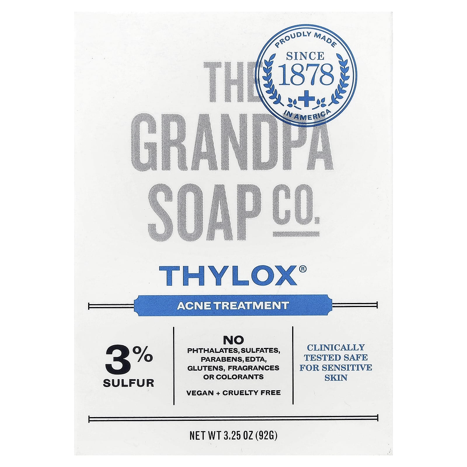 The Grandpa Soap Co., Face & Body Bar Soap, Thylox® Acne Treatment, 92G (3.25Oz)
The Grandpa Soap Co., Face & Body Bar Soap, Thylox® Acne Treatment, 92G (3.25Oz)