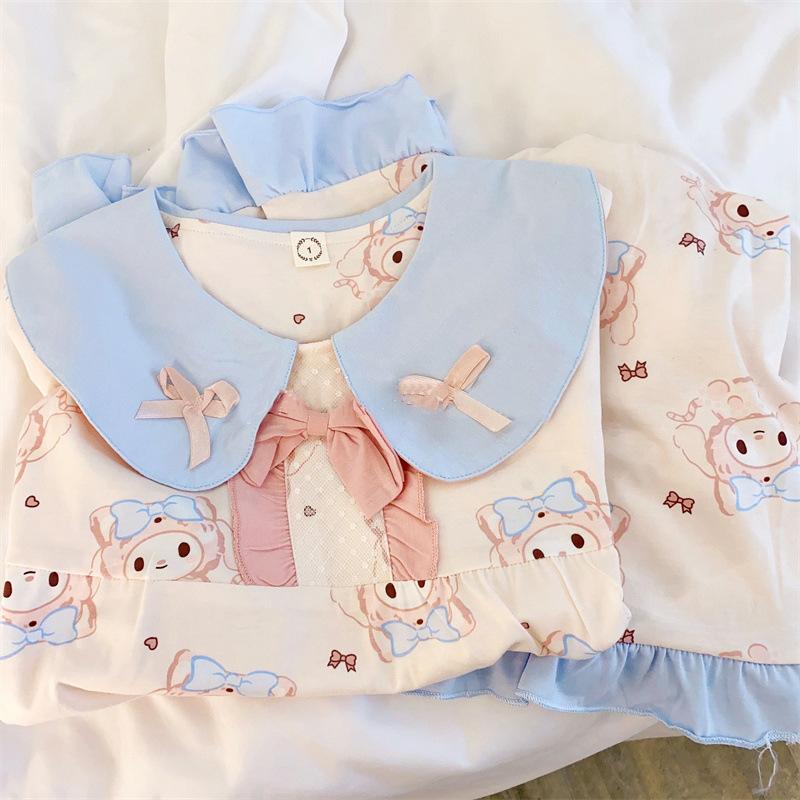 Japanese Internet celebrities new Melody pajamas women s summer short-sleeved shorts doll collar set can be worn outside loungewear S
Japanese Internet celebrities new Melody pajamas women s summer short-sleeved shorts doll collar set can be worn outside loungewear S