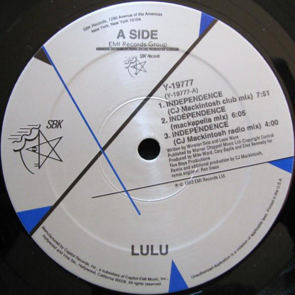 12inch Record LULU - Independence Y19777 SBK Records 1993 US Dance & Electronica Used
12inch Record LULU - Independence Y19777 SBK Records 1993 US Dance & Electronica Used