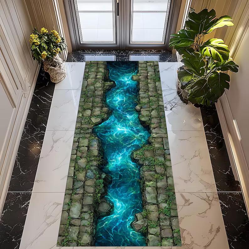 Ancient River Ruins Runner Rug Mystic Blue Water Flow Mossy Stone Path Hallway Accent Home Decoration Carpet 40X120CM
Ancient River Ruins Runner Rug Mystic Blue Water Flow Mossy Stone Path Hallway Accent Home Decoration Carpet 40X120CM