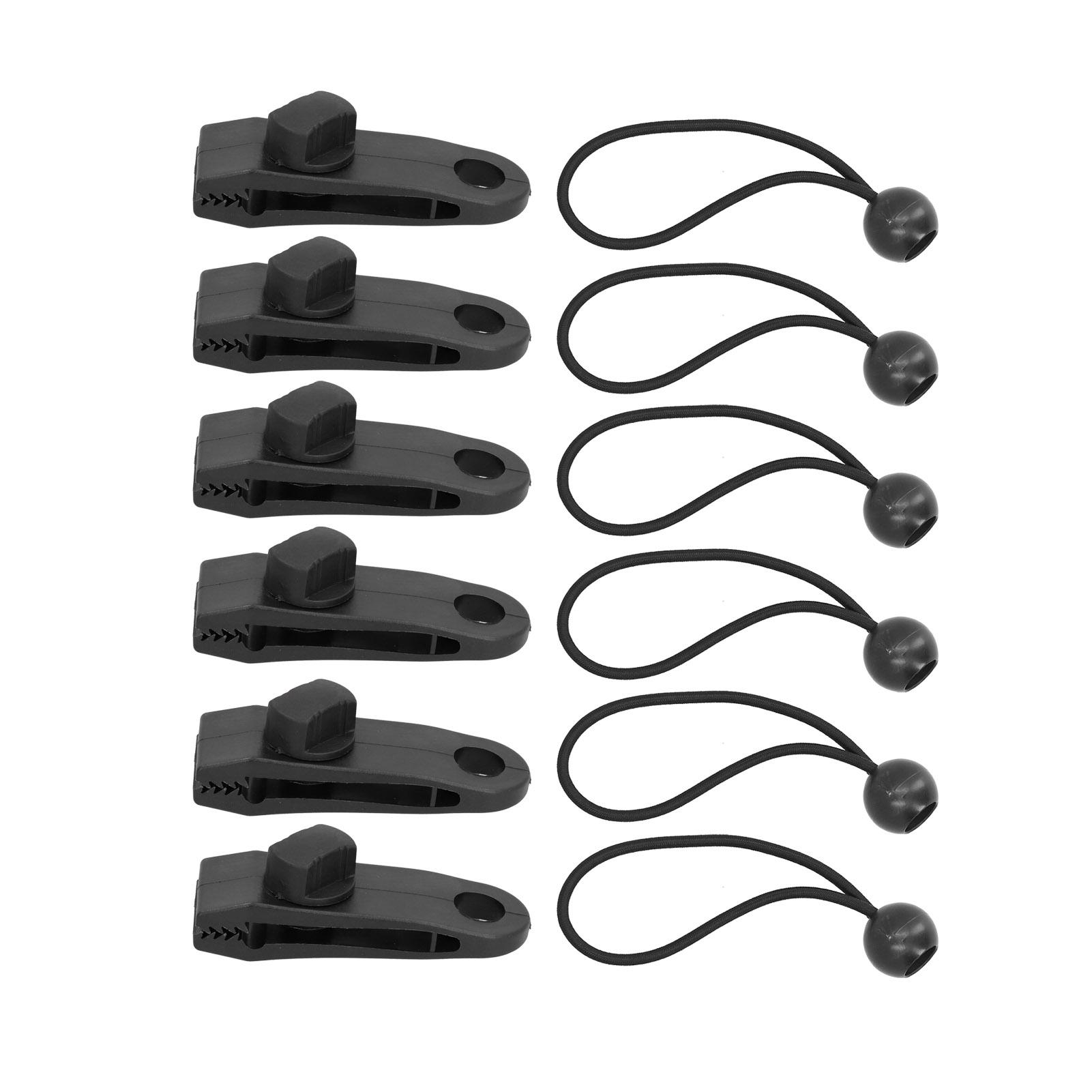 6Pcs Tent Clips and Ball Bungee Cords Awning Fasteners Clamps Stretch Rope with Ball
6Pcs Tent Clips and Ball Bungee Cords Awning Fasteners Clamps Stretch Rope with Ball